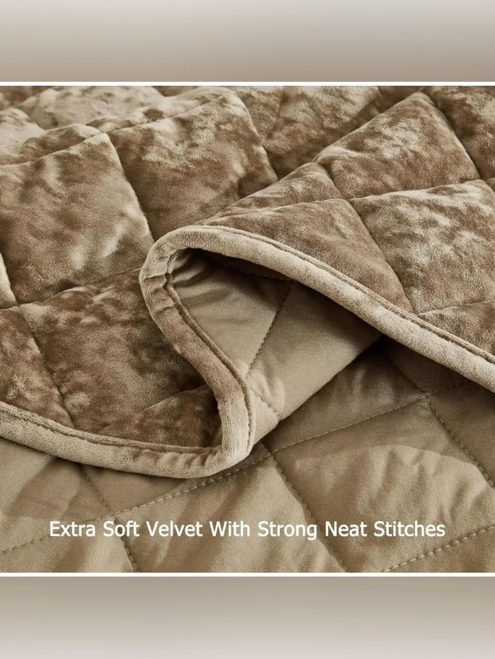 Plush queen 3 piece Quilted Velvet Bedspread Set - Taupe